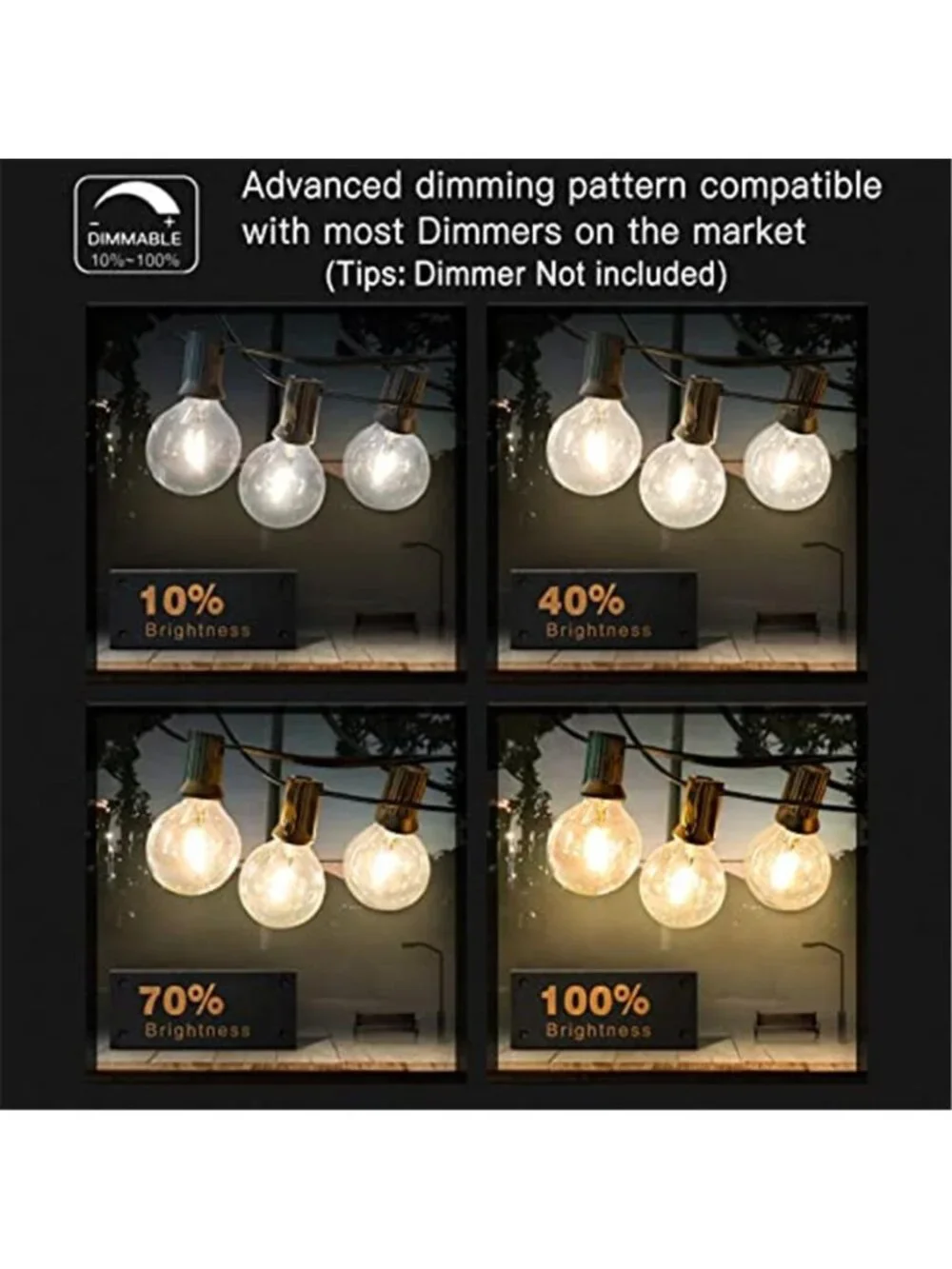 200FT Outdoor String Lights G40 Globe Patio Lights Waterproof Outdoor Bistro